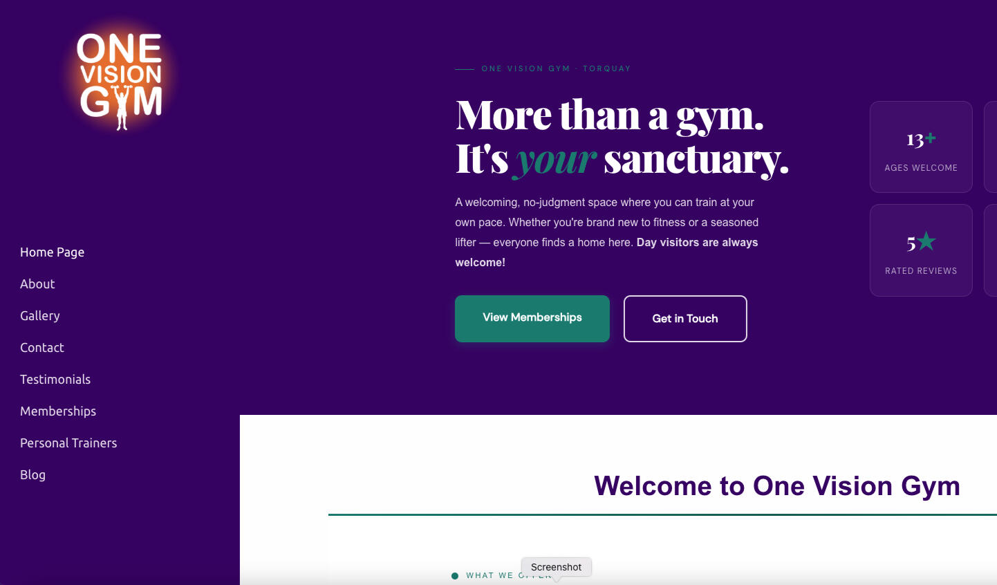One Fitness Gym Torquay Website Design Showcase